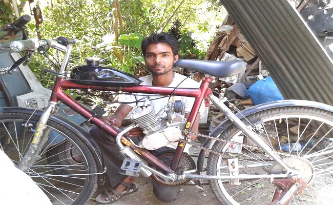 Bike Engine Installed On A Bicycle