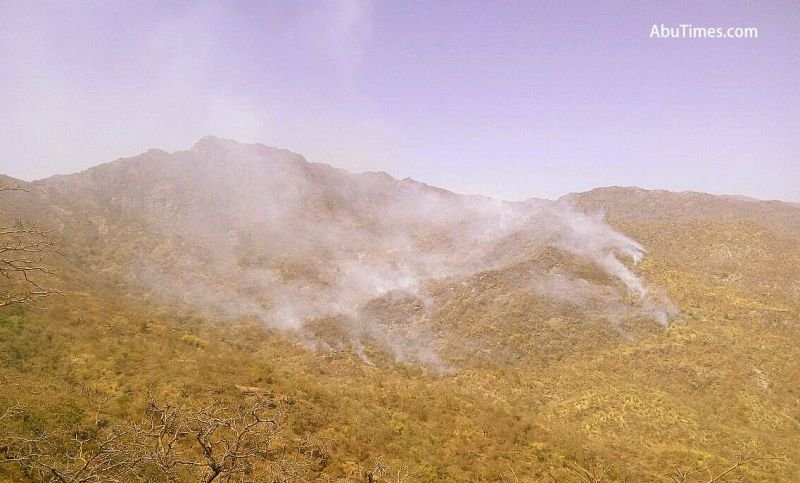 Smoke seen coming up from the jungle on Aravalli Hills, Mount Abu