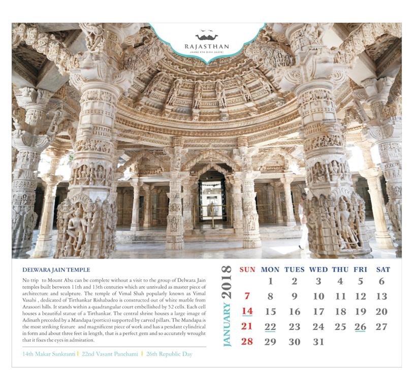 2018 Calendar by Tourism Dept, Mount Abu; Its worth watching, explore all 12 months