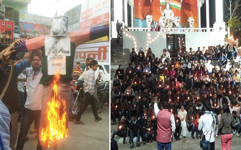 आबुरोड में पुतला तो माउंट आबू में मोमबत्ती जलाकर जताया पठानकोट में हुए आतंकी हमले के प्रति आक्रोश