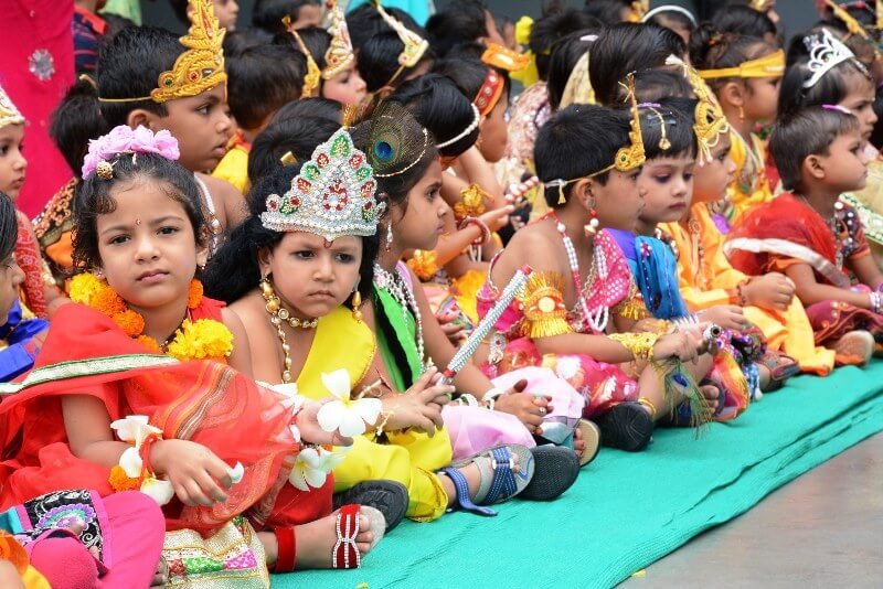 The little Krishna and Radha looked adorable in their traditional costumes @ St. John's School
