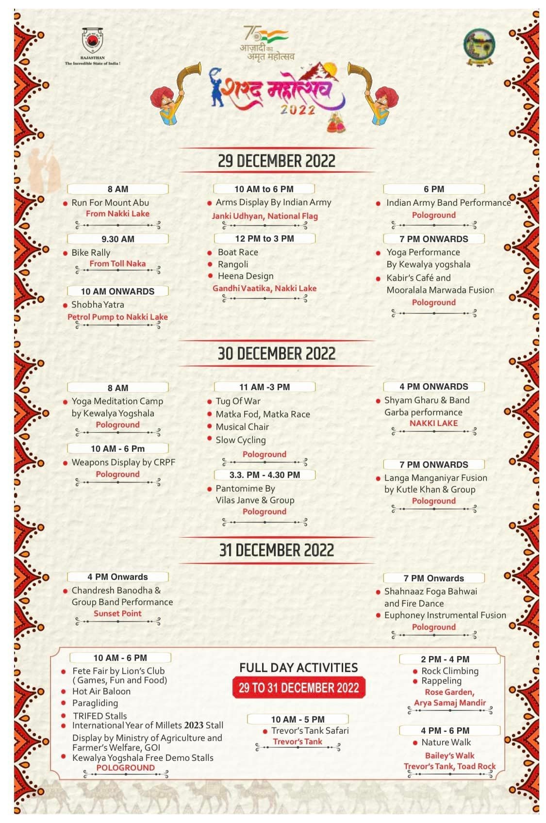 Grand Opening of Winter Festival Mount Abu 2022 [Complete Schedule]